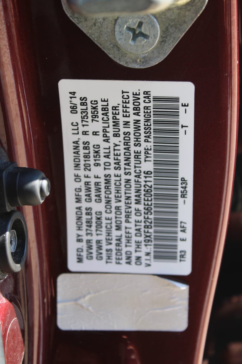 2014 HONDA CIVIC - HON062116C