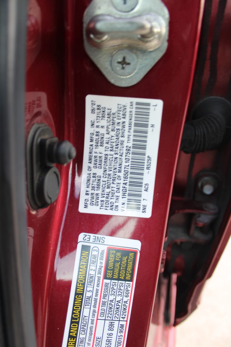 2007 HONDA CIVIC - HON107592B