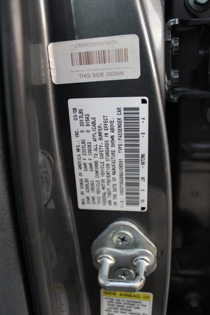 2008 HONDA ACCORD - HON108591B