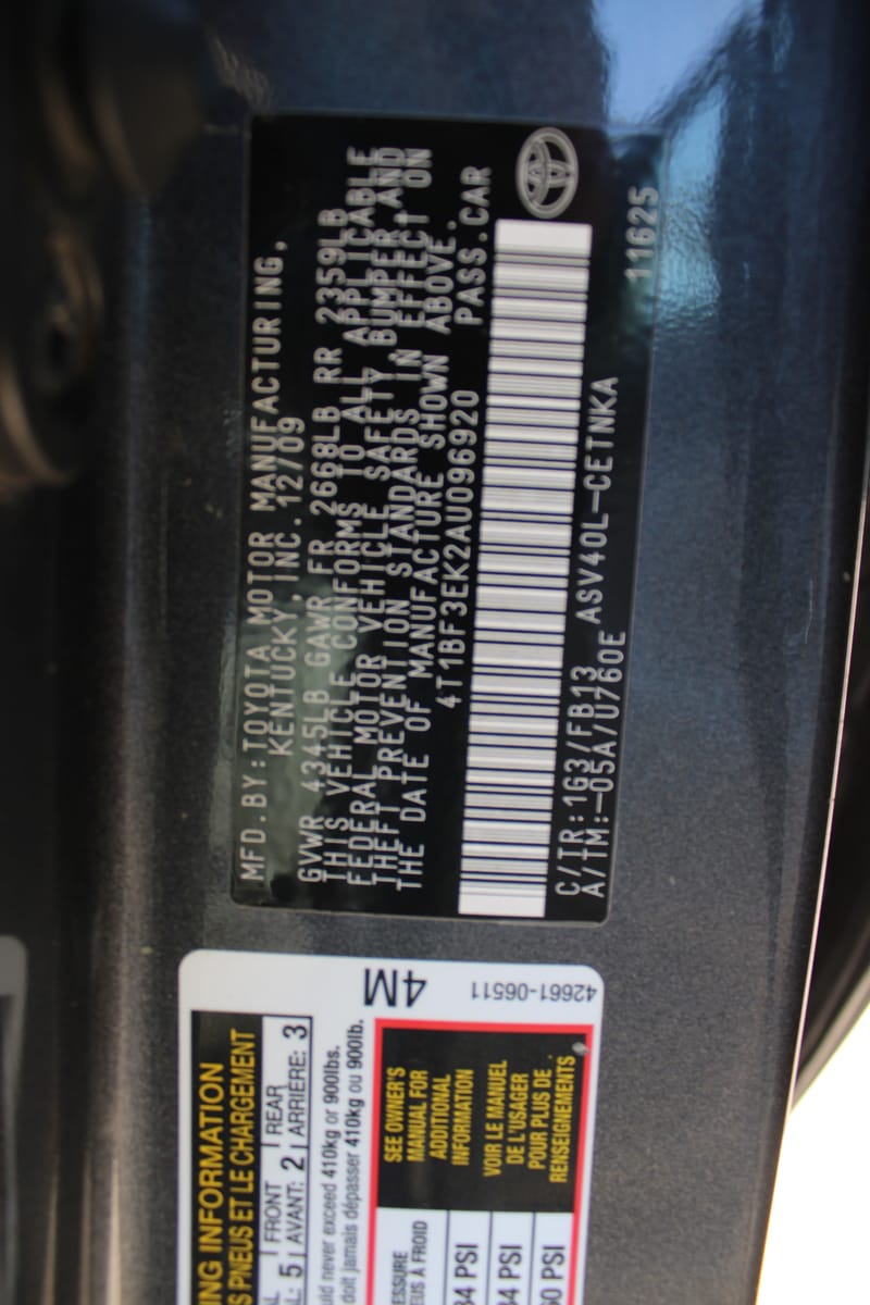 2010 TOYOTA CAMRY - TOY096920G