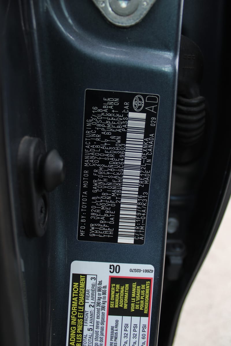 2016 TOYOTA COROLLA - TOY649603B