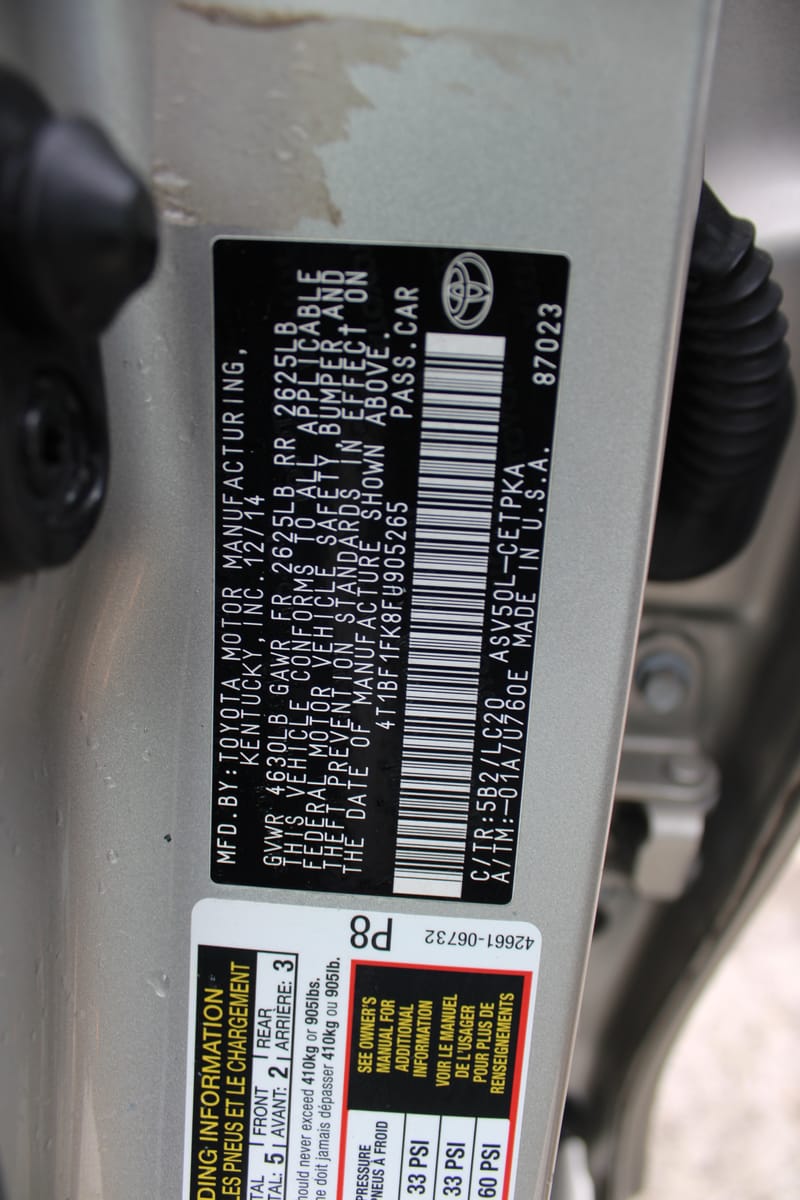 2015 TOYOTA CAMRY - TOY905265C